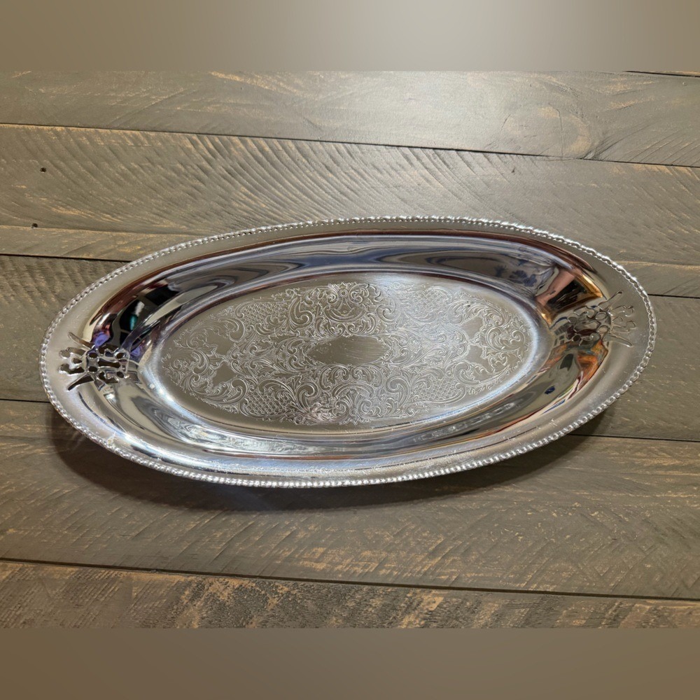 Krome Kraft Farber Bros New York Elegant Oval‎ small Serving Tray